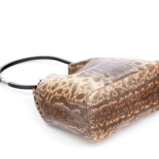 Gucci 1999 Beige Lizard Leather Loop Shoulder Bag