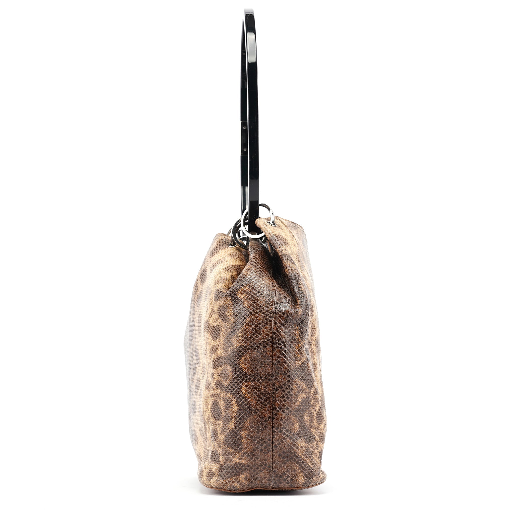 Gucci 1999 Beige Lizard Leather Loop Shoulder Bag