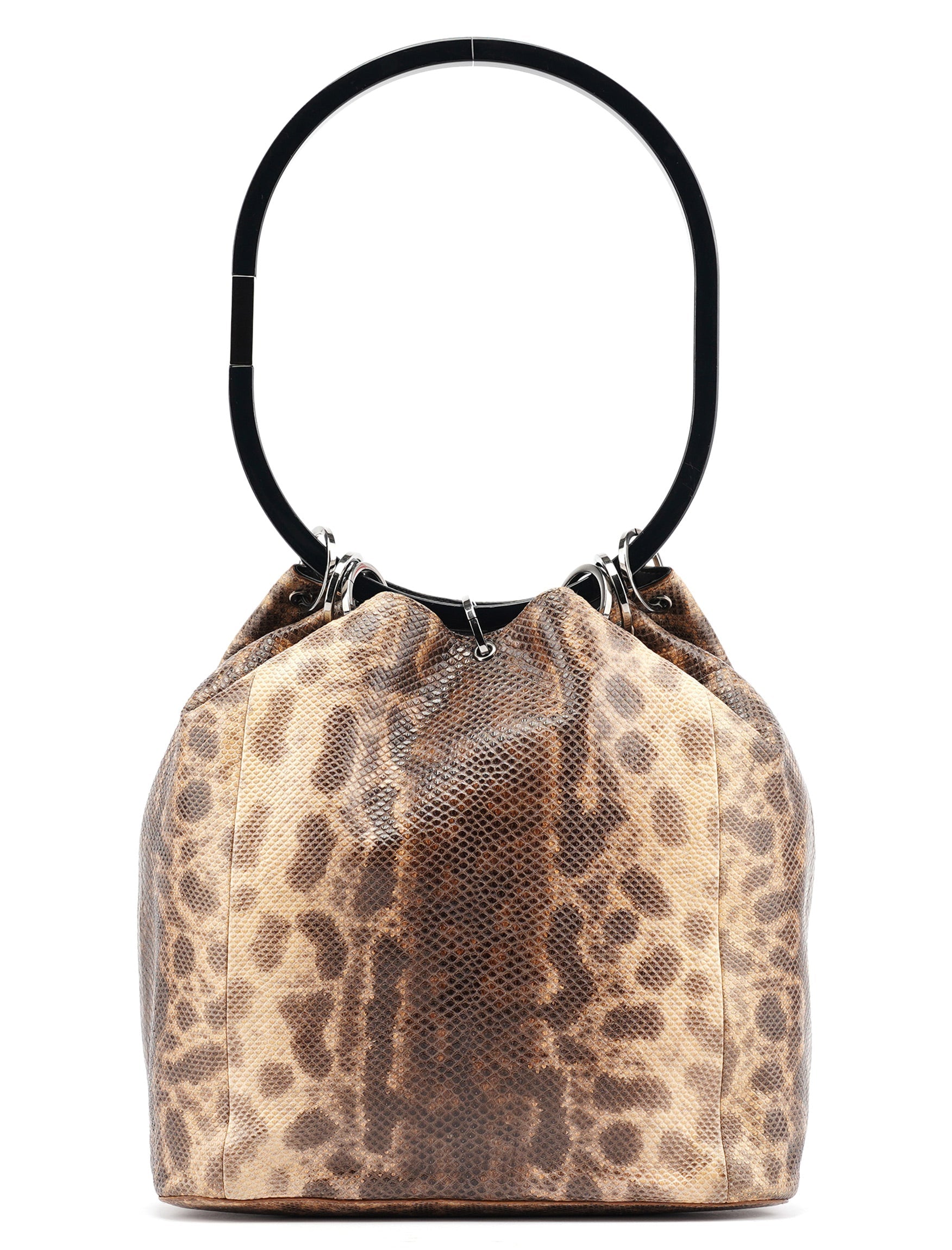Gucci 1999 Beige Lizard Leather Loop Shoulder Bag