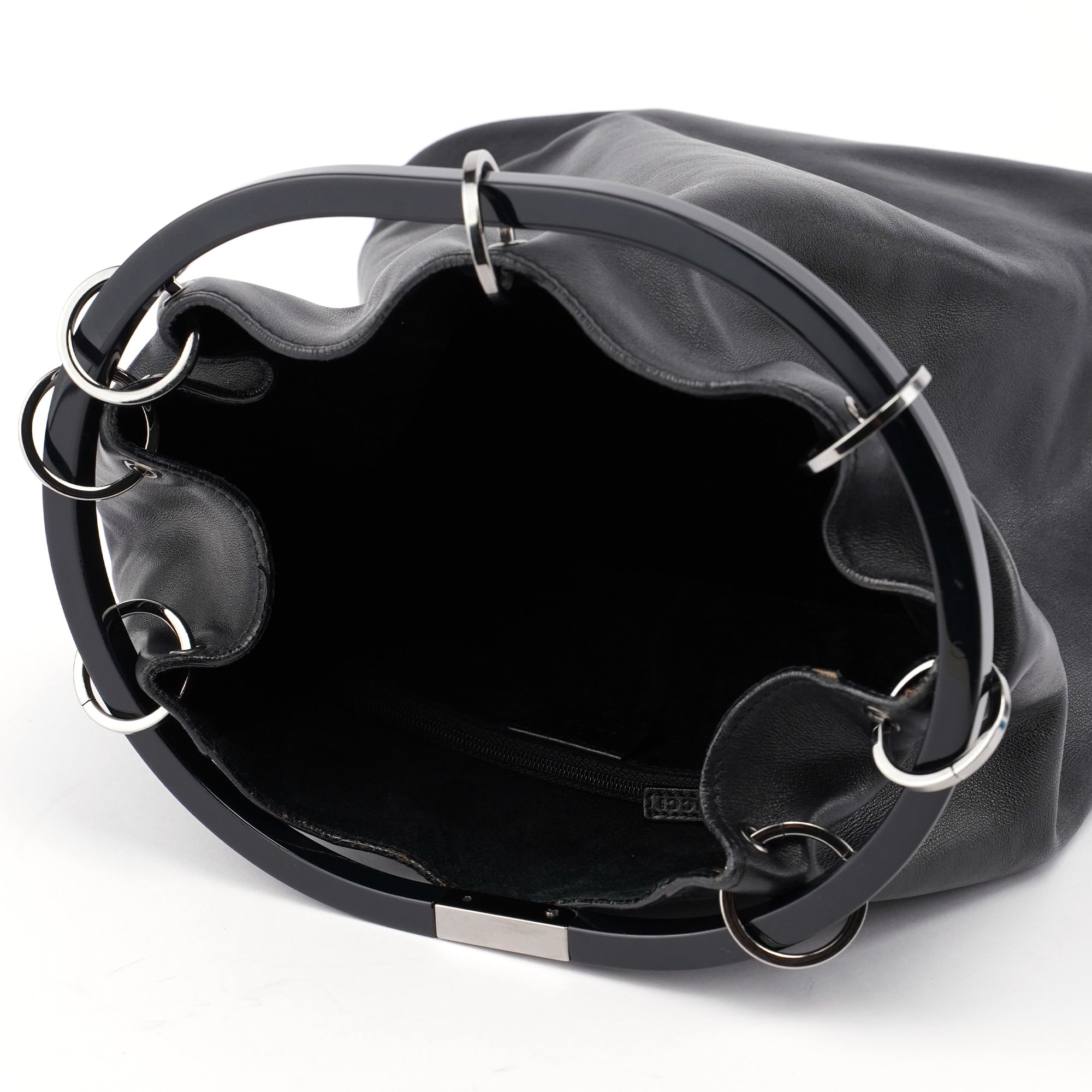 Gucci 1999 Black Calfskin Ring Bag