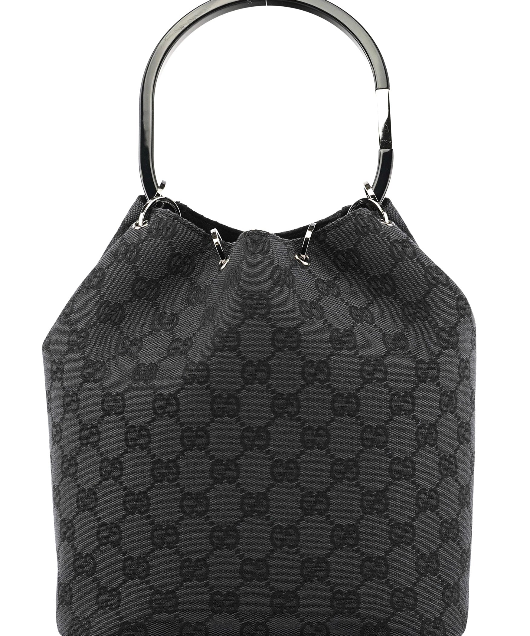 Gucci 1999 Black GG Canvas Loop Shoulder Bag