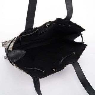 Gucci 1999 Grey Snakeskin Print Drawstring Tote Bag