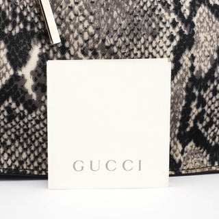 Gucci 1999 Grey Snakeskin Print Drawstring Tote Bag