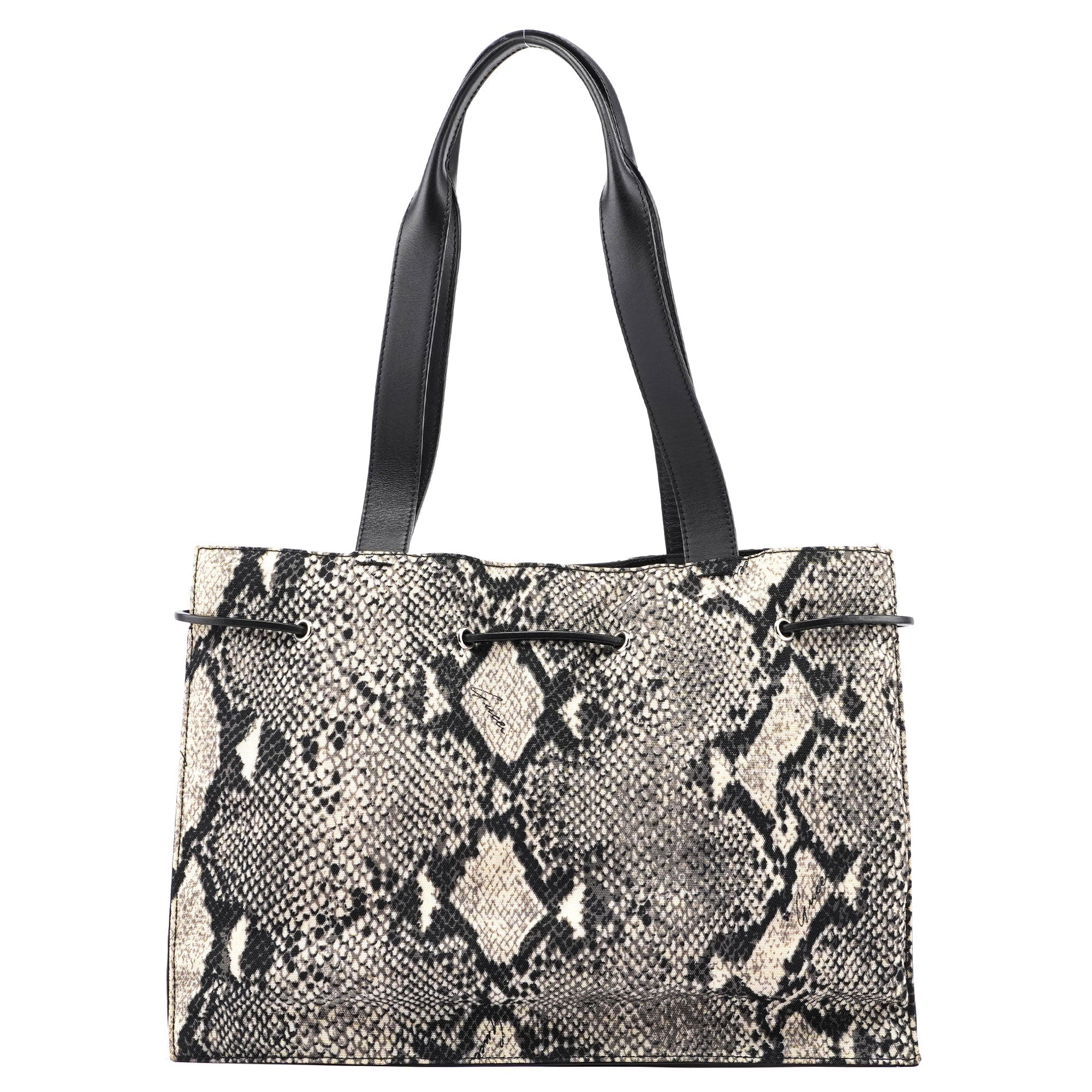 Gucci 1999 Grey Snakeskin Print Drawstring Tote Bag