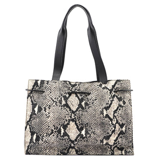 Gucci 1999 Grey Snakeskin Print Drawstring Tote Bag