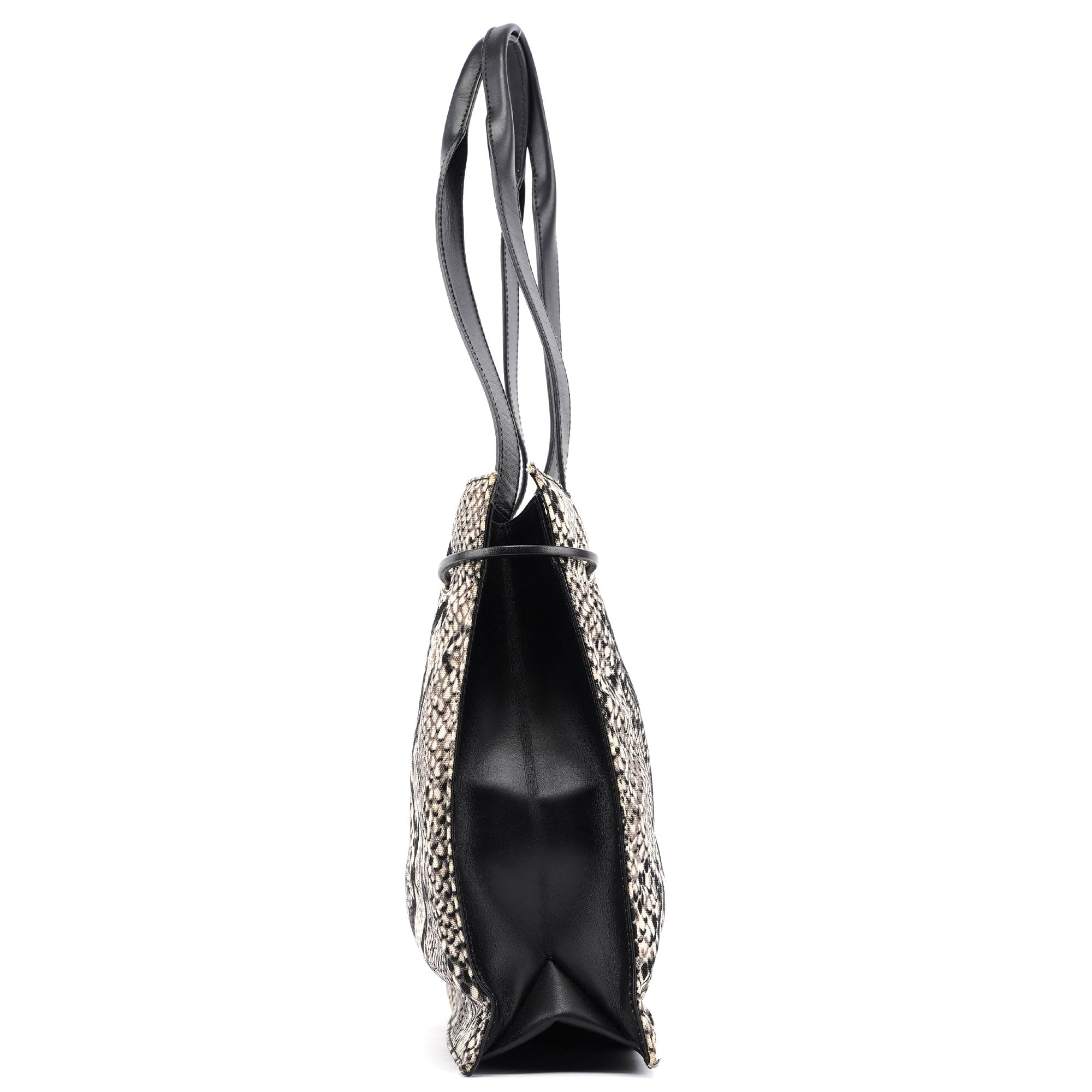 Gucci 1999 Grey Snakeskin Print Drawstring Tote Bag