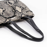 Gucci 1999 Grey Snakeskin Print Drawstring Tote Bag