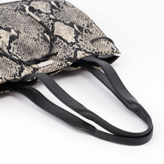 Gucci 1999 Grey Snakeskin Print Drawstring Tote Bag