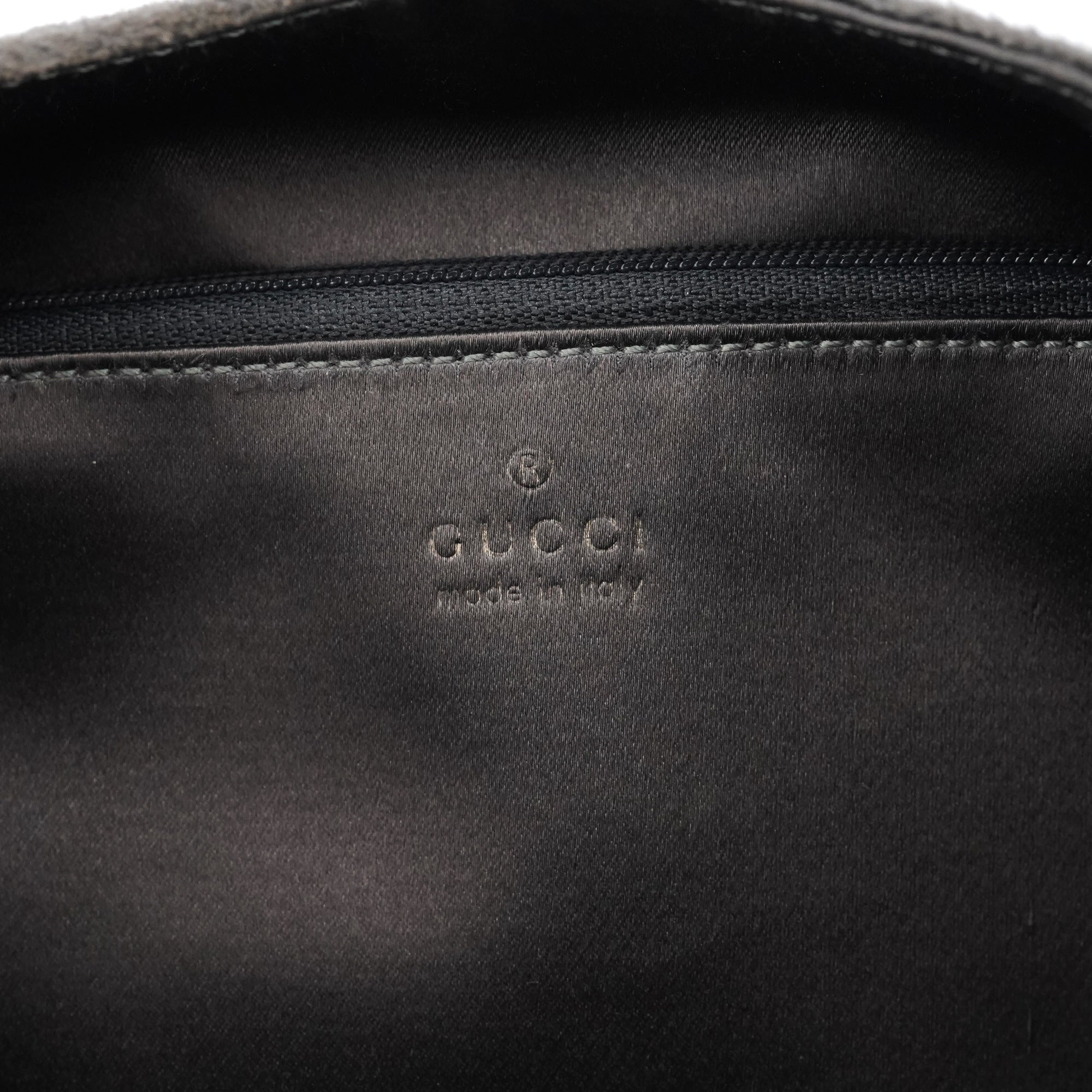 Gucci 1999 Grey Velvet Loop Shoulder Bag