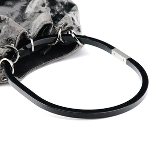 Gucci 1999 Grey Velvet Loop Shoulder Bag