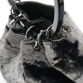 Gucci 1999 Grey Velvet Loop Shoulder Bag