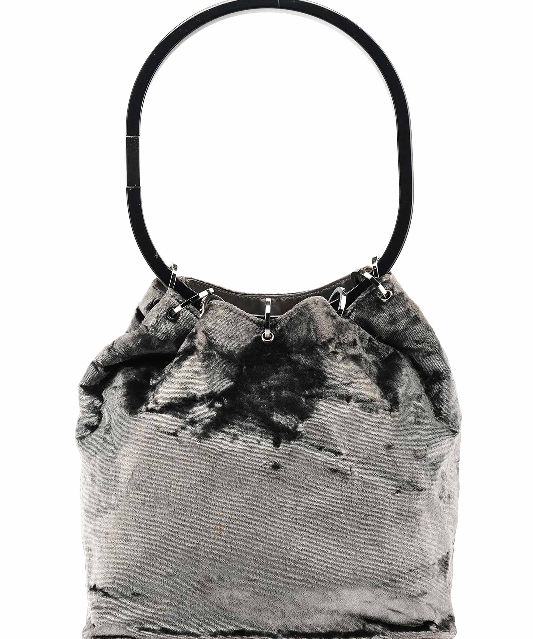 Gucci 1999 Grey Velvet Loop Shoulder Bag