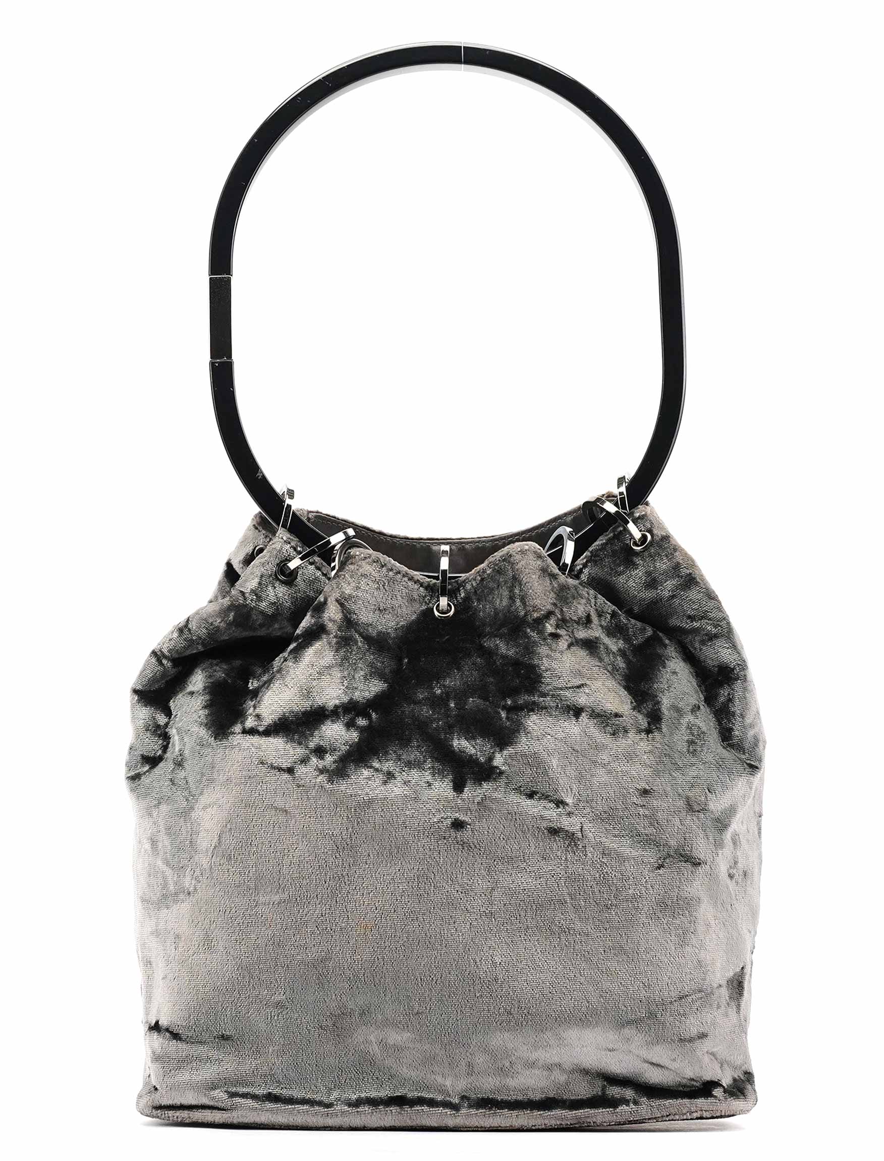 Gucci 1999 Grey Velvet Loop Shoulder Bag