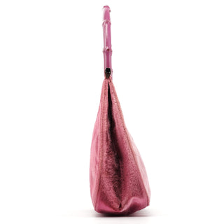 Gucci 1999 Pink Velvet Bamboo Shoulder Bag