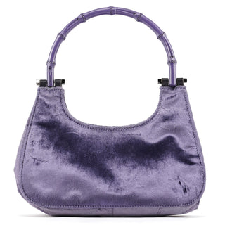 Gucci 1999 Purple Velvet Bamboo Shoulder Bag