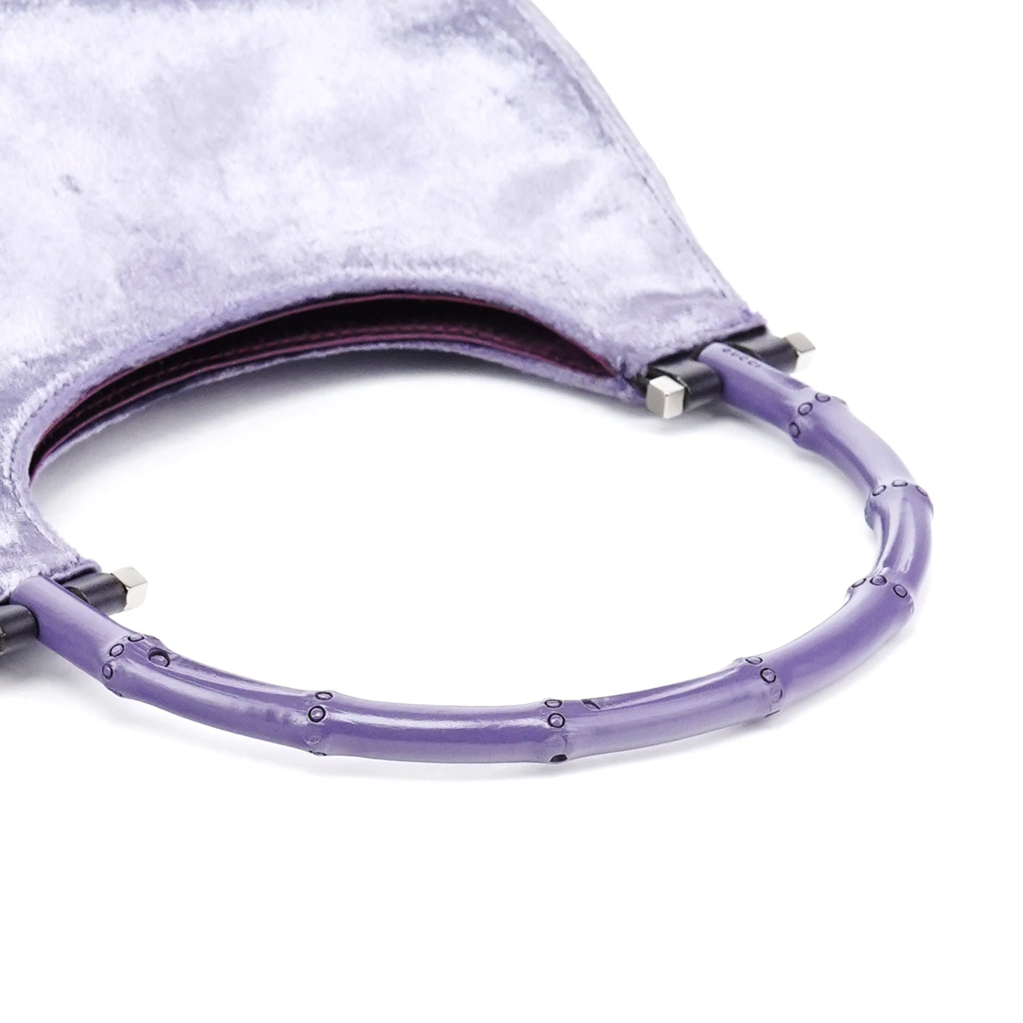 Gucci 1999 Purple Velvet Bamboo Shoulder Bag