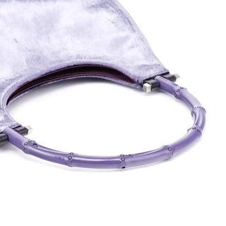 Gucci 1999 Purple Velvet Bamboo Shoulder Bag