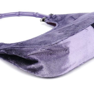 Gucci 1999 Purple Velvet Bamboo Shoulder Bag