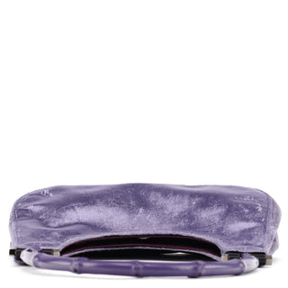 Gucci 1999 Purple Velvet Bamboo Shoulder Bag