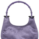 Gucci 1999 Purple Velvet Bamboo Shoulder Bag