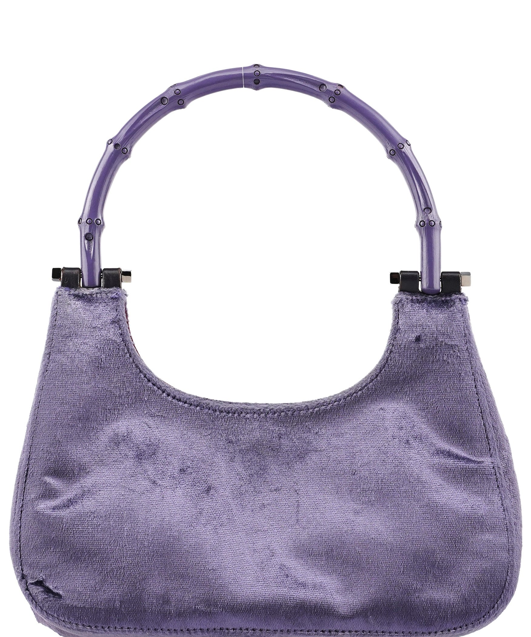 Gucci 1999 Purple Velvet Bamboo Shoulder Bag