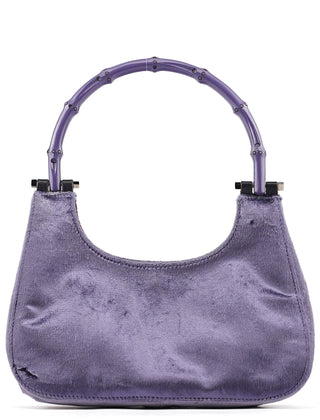 Gucci 1999 Purple Velvet Bamboo Shoulder Bag