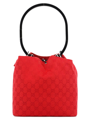 Gucci 1999 Red GG Canvas Loop Shoulder Bag