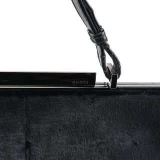 Gucci 2000 Black Velvet Clutch Shoulder Bag