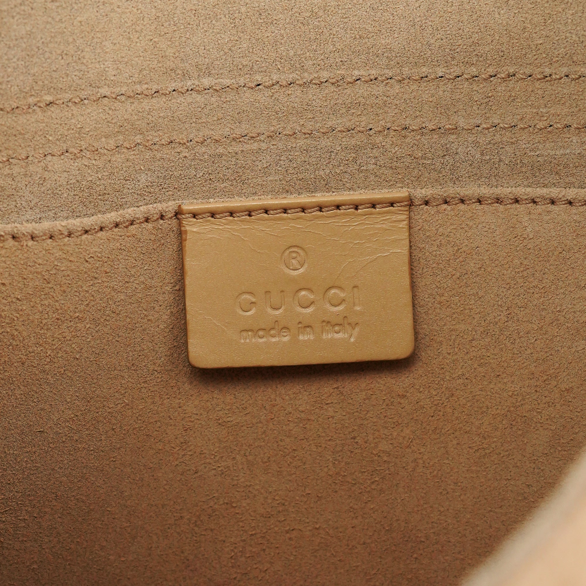 Gucci 2001 Beige Suede Heart Crossbody Bag