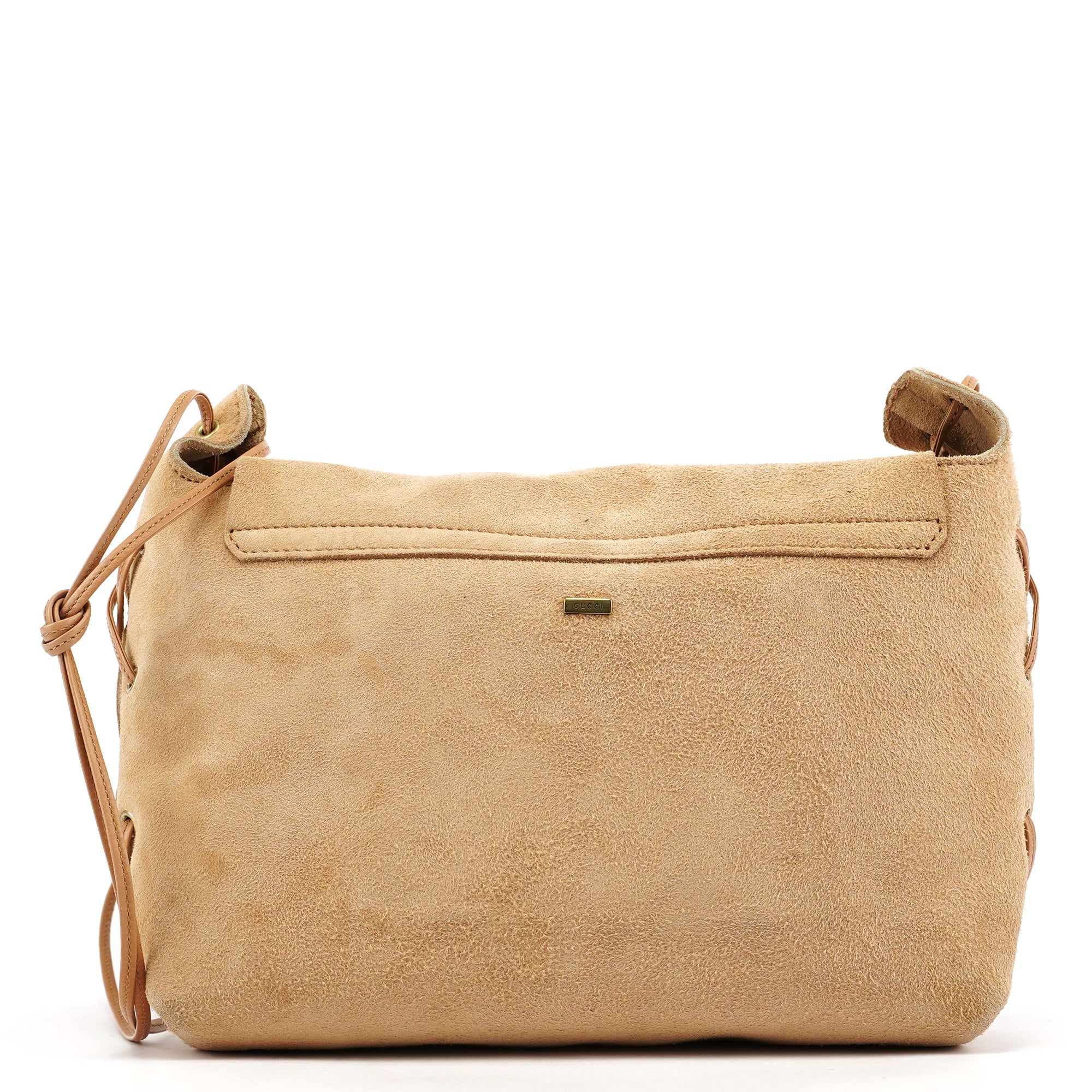 Gucci 2001 Beige Suede Heart Crossbody Bag