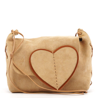 Gucci 2001 Beige Suede Heart Crossbody Bag