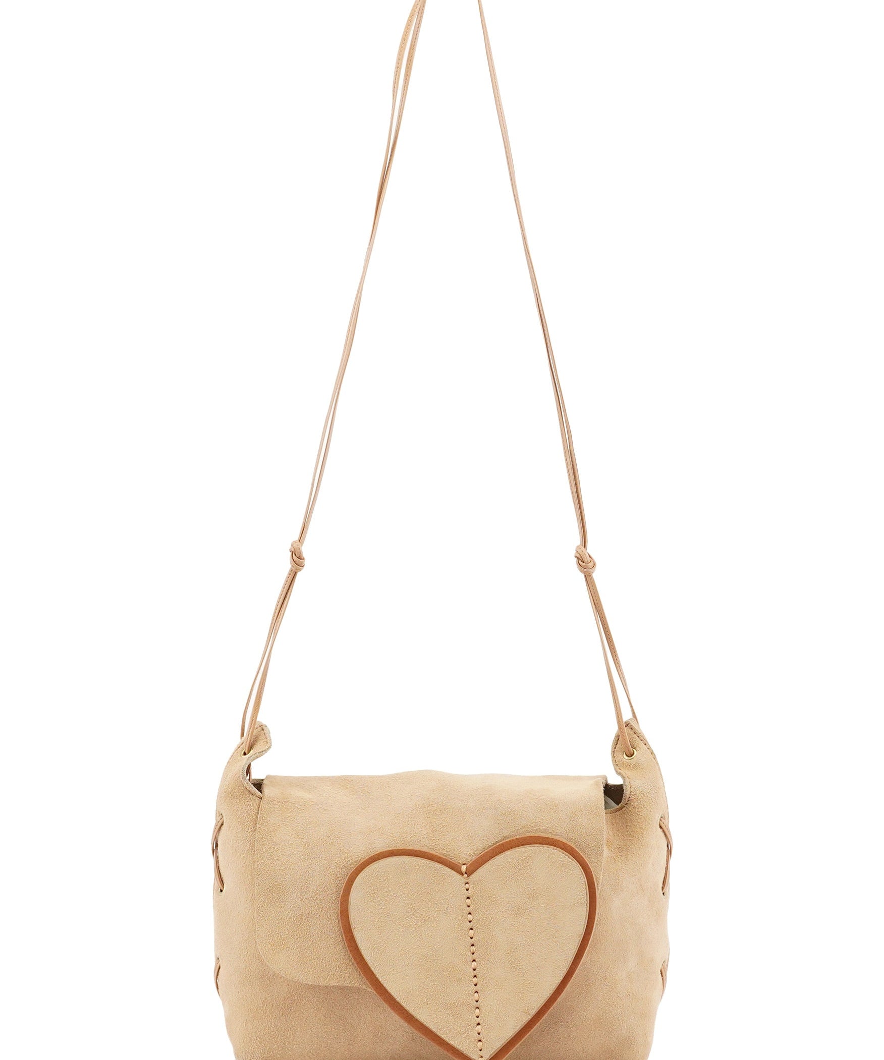 Gucci 2001 Beige Suede Heart Crossbody Bag