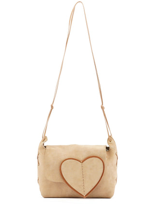 Gucci 2001 Beige Suede Heart Crossbody Bag