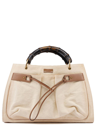 Gucci 2002 Beige Canvas Bamboo Tote