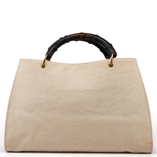 Gucci 2002 Beige Canvas Bamboo Tote