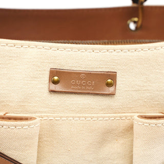 Gucci 2002 Beige Canvas Bamboo Tote