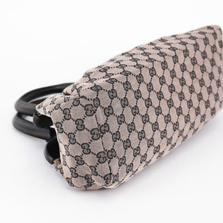 Gucci 2002 Beige GG Wood Handle Doctor Bag