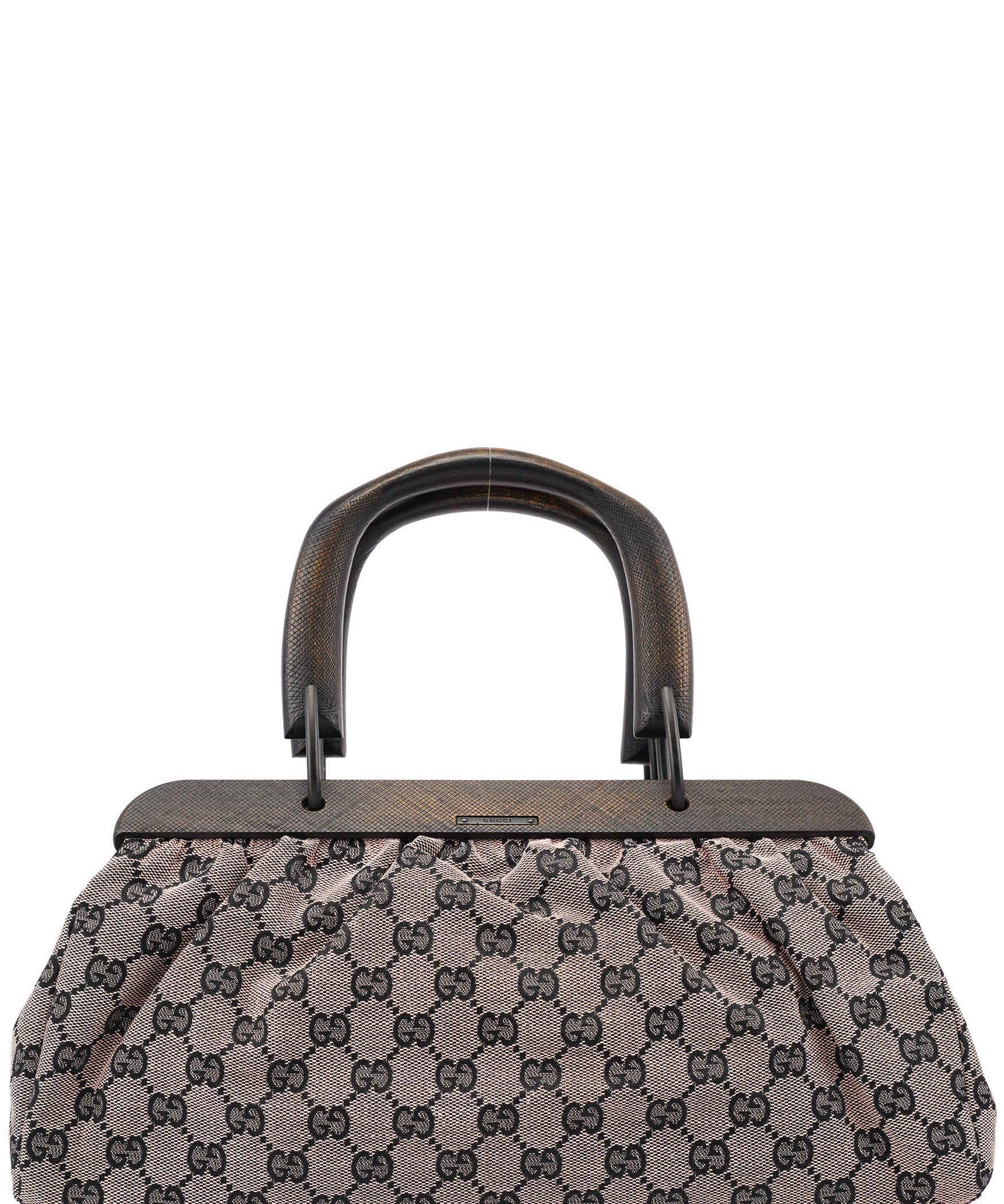 Gucci 2002 Torebka lekarska z beżowego płótna GG z drewnianymi uchwytami
