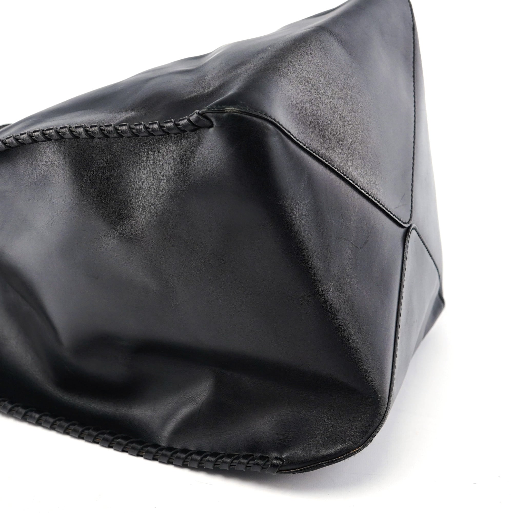 Gucci 2002 Borsa con manici in legno in pelle di vitello nera
