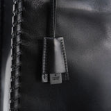 Gucci 2002 Borsa con manici in legno in pelle di vitello nera