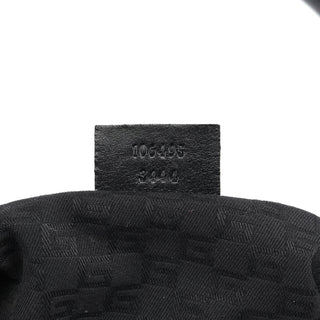 Gucci 2002 Black Canvas Wood Handle Shoulder Bag