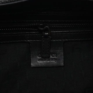 Gucci 2002 Black Canvas Wood Handle Shoulder Bag