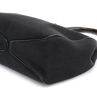 Gucci 2002 Black Canvas Wood Handle Shoulder Bag
