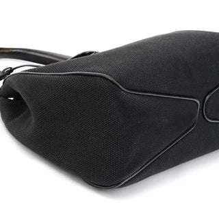Gucci 2002 Black Canvas Wood Handle Shoulder Bag