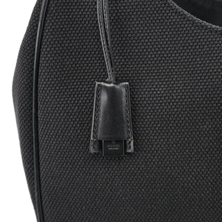 Gucci 2002 Black Canvas Wood Handle Shoulder Bag