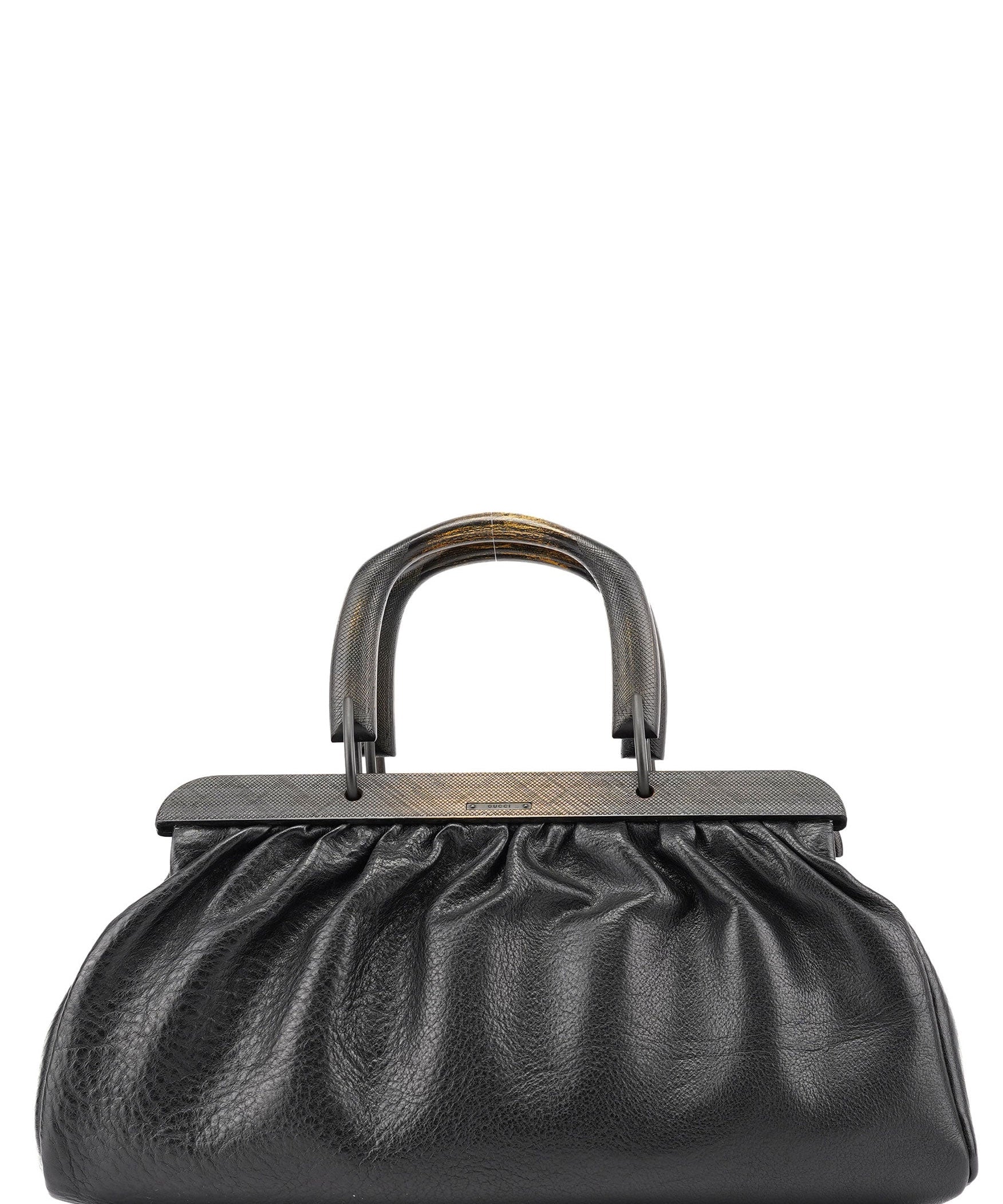 Gucci 2002 Black Leather Runway Doctor Bag