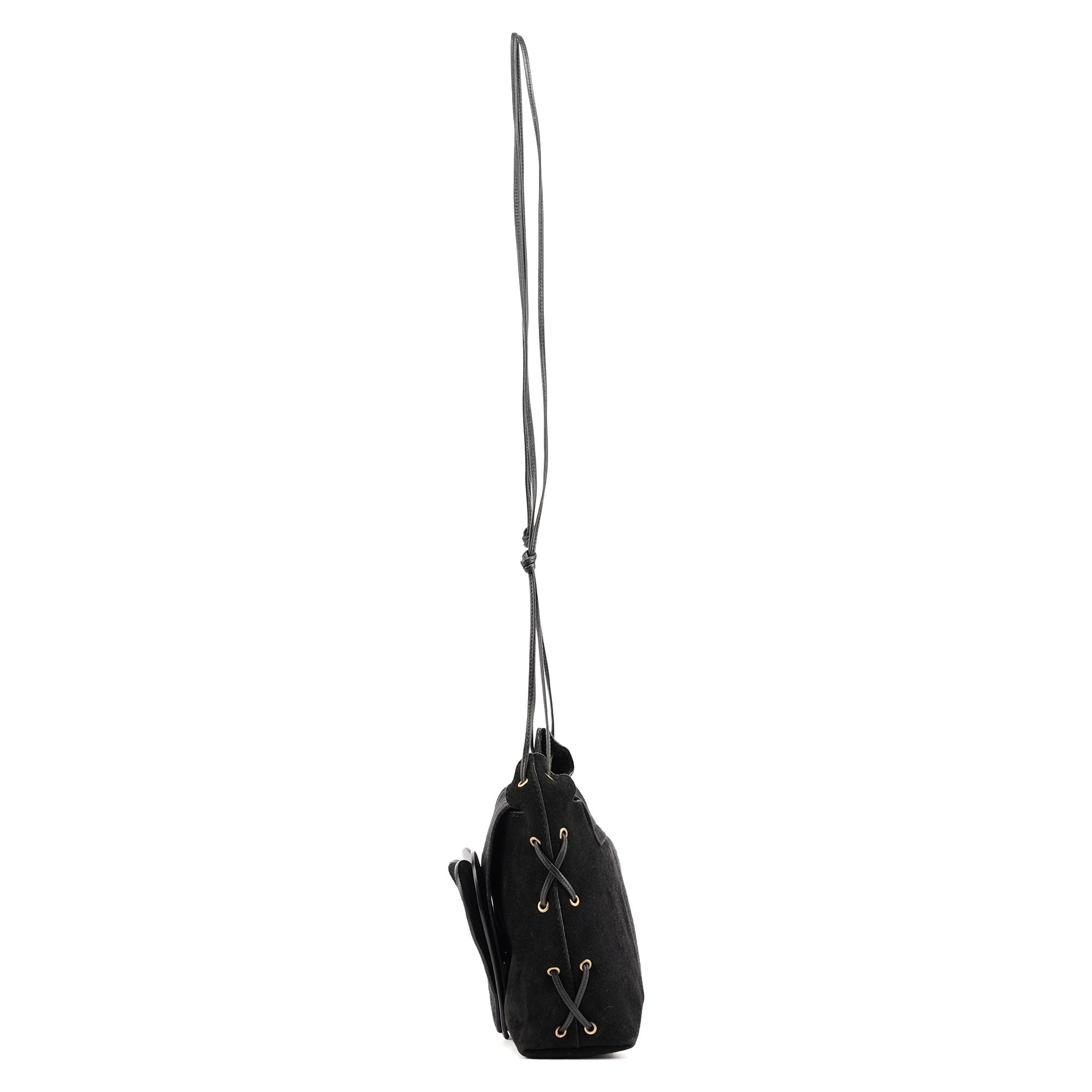 Gucci 2002 Black Suede Heart Crossbody Bag