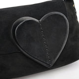 Gucci 2002 Black Suede Heart Crossbody Bag