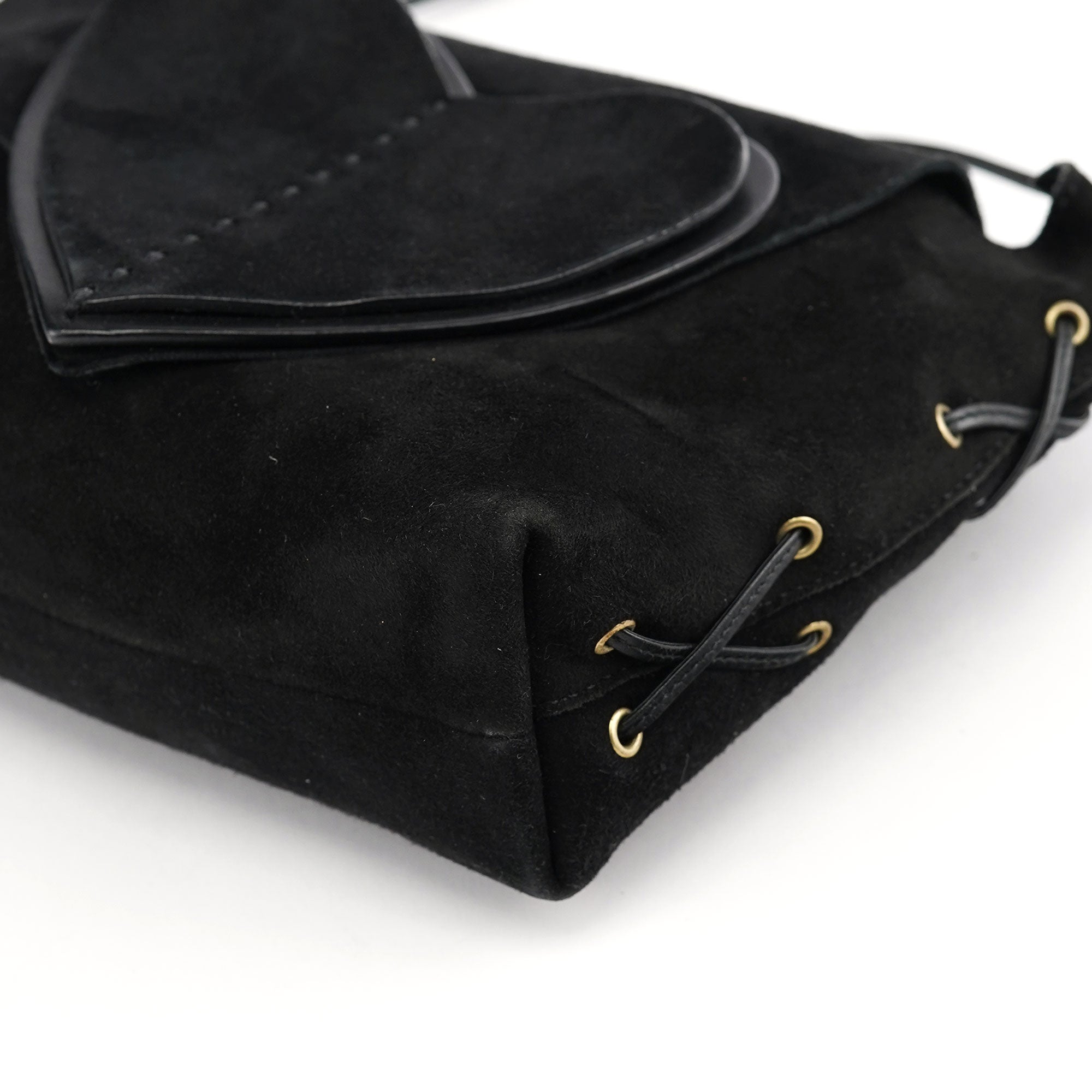 Gucci 2002 Black Suede Heart Crossbody Bag
