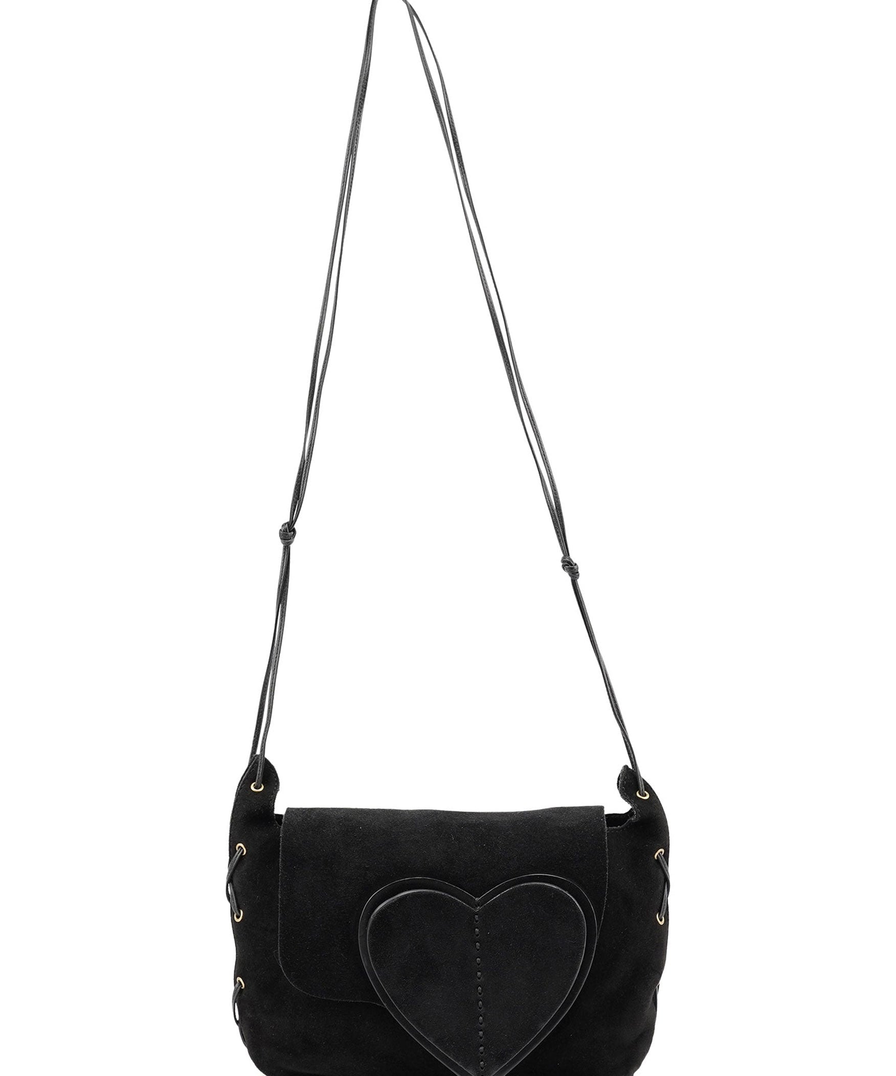 Gucci 2002 Black Suede Heart Crossbody Bag